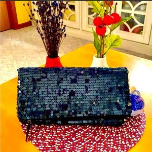 New! BCBG Navy sequin clutch!